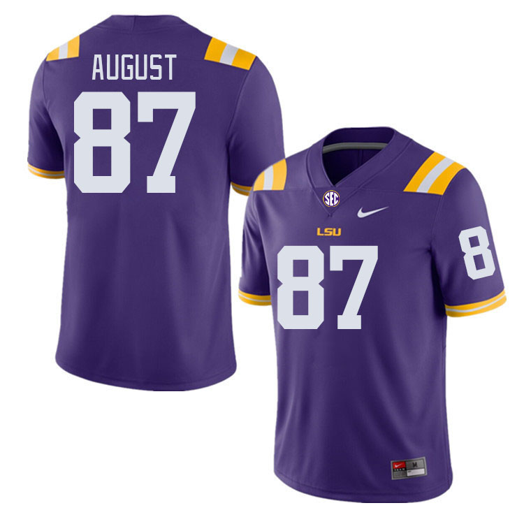 Men #87 Joey August LSU Tigers College Football Jerseys Stitched-Purple